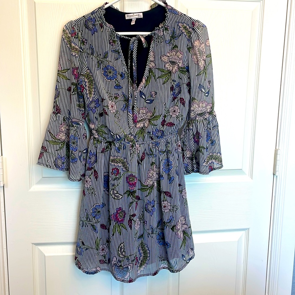 XS sheer floral overlay dress, light weight fabric